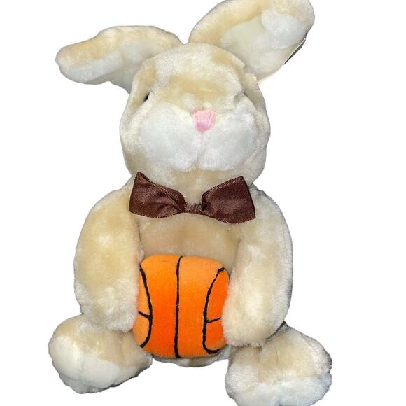 Dan Dee Plush Bunny Rabbit Basketball Stuffed Animal Nursery Shower Gift Bow 11" - Picture 2 of 11